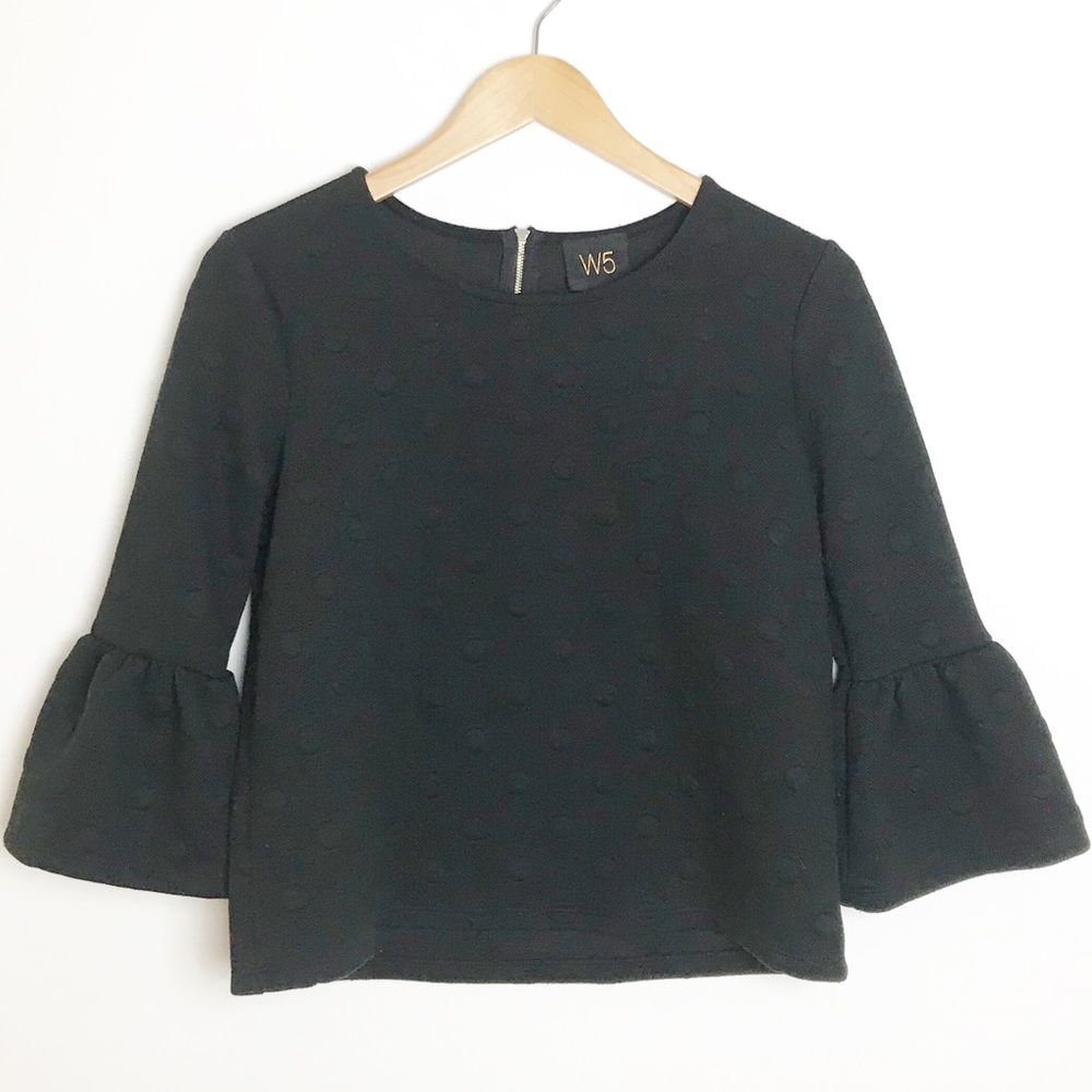 NORDSTROM W5 Polka Dot Cropped Bell Sleeve Blouse